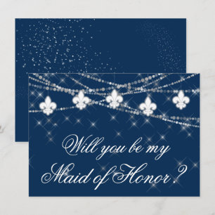 Fleur de Lis Blue Ljus Be min Maid of honor fråg