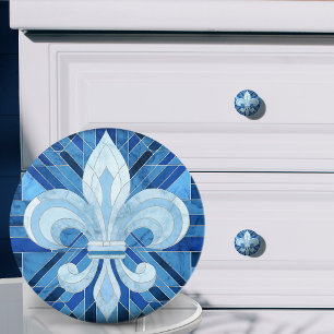 Fleur-de-lis - Blue Marble mosaic art Knopp