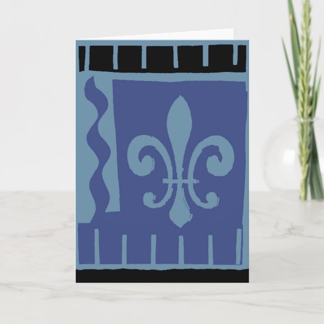 Fleur De Lis Blue Matisse Kort (Framsida)