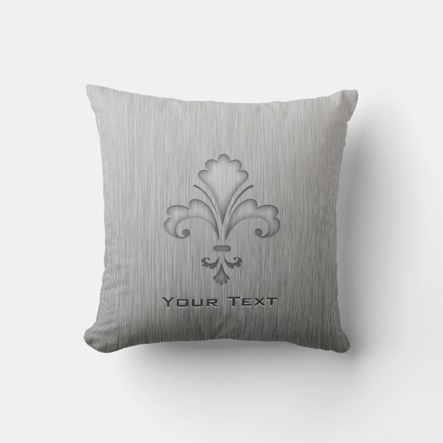 Fleur de lis; Borstad metall-look Kudde (Framsida)