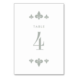 Fleur-de-lis Bröllop-Bordsnummer-kort Bordsnummer