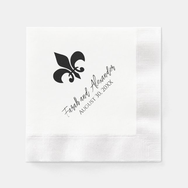 Fleur de Lis Bröllop Napkins Pappersservett (Framsidan)