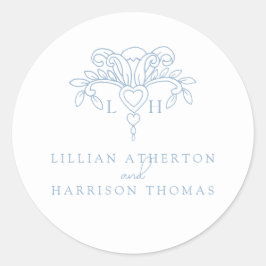 Fleur de lis bröllop tack för att du fick blått lj runt klistermärke