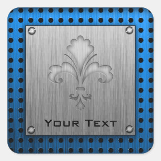 Fleur de lis; Brushed metall-look Fyrkantigt Klistermärke