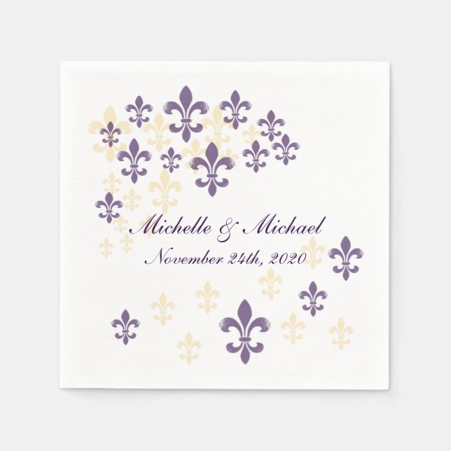 Fleur de Lis Cascade Cocktail Napkins Pappersservett (Framsidan)