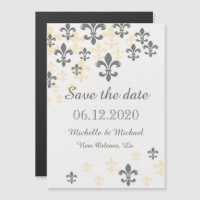 Fleur de Lis Cascade Magnetic Save Date Black