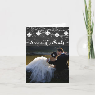 Fleur de Lis Charcol Ljus Photo Heart Kärlek Tack Kort