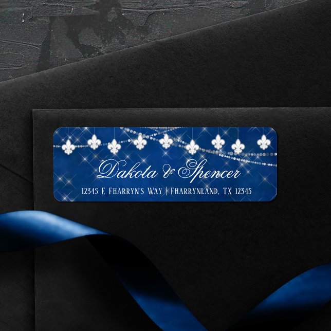 Fleur de Lis Classic Blue Ljus | RETURADRESS Returadress Etikett (Skapare uppladdad)