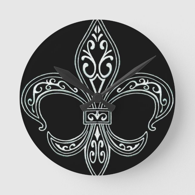 Fleur De Lis Clock Rund Klocka (Framsida)