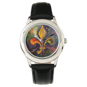 Fleur de Lis Colorful Mardi Gras Armbandsur