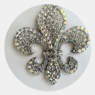 Fleur de lis Crystal on white Runt Klistermärke