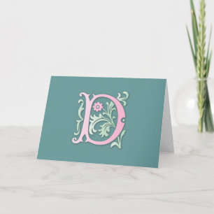 Fleur-de-lis D Monogram Helgkort