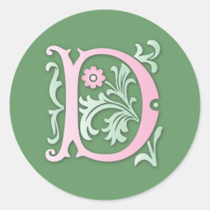 Fleur-de-lis D Monogram Runt Klistermärke