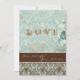 Fleur de Lis Damask - Modern Bröllop-inbjudan Inbjudningar