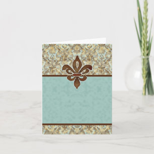 Fleur de Lis Damask - Tomt anteckningskort