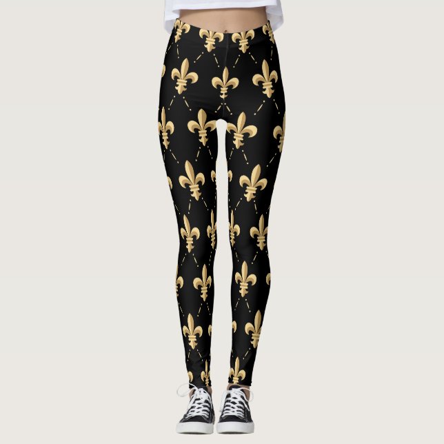 Fleur De Lis Damasker Leggings (Framsida)