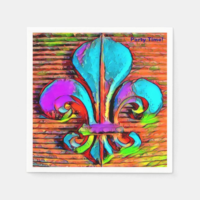 Fleur De Lis Digital Art Design Party Napkins Pappersservett (Framsidan)