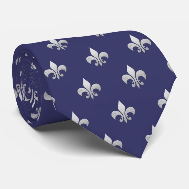 Fleur de Lis DIY Background Färg indigo blue  Slips (Rullad)