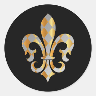 Fleur de Lis, DIY-bakgrund+text Runt Klistermärke