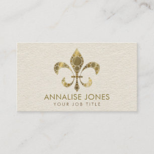 Fleur-de-lis - Dot Art Golden Gradient Visitkort