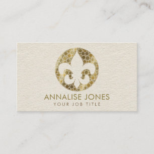 Fleur-de-lis - Dot Art Golden Gradient Visitkort