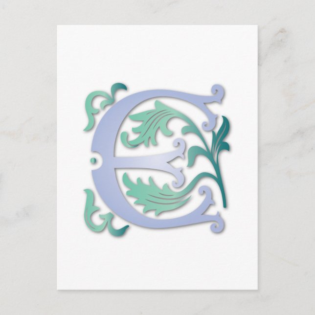Fleur-de-lis E Monogram Vykort (Framsida)