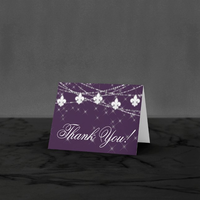 Fleur de Lis Eggplant Lila Ljus | Moody foto Tack Kort (Skapare uppladdad)