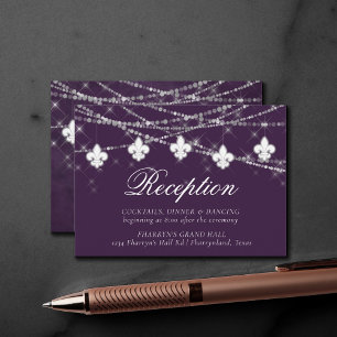Fleur de Lis Eggplant Lila Ljus Mottagande Tilläggskort