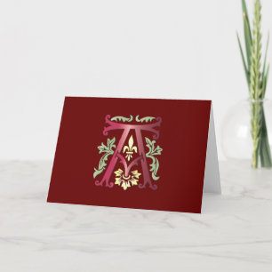 Fleur-de-lis en Monogram Anteckningskort