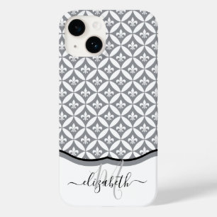 Fleur de Lis Eternity Mönster Monogram - Grått