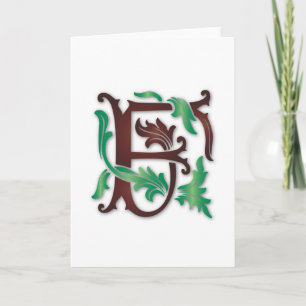 Fleur-de-lis F Monogram Helgkort