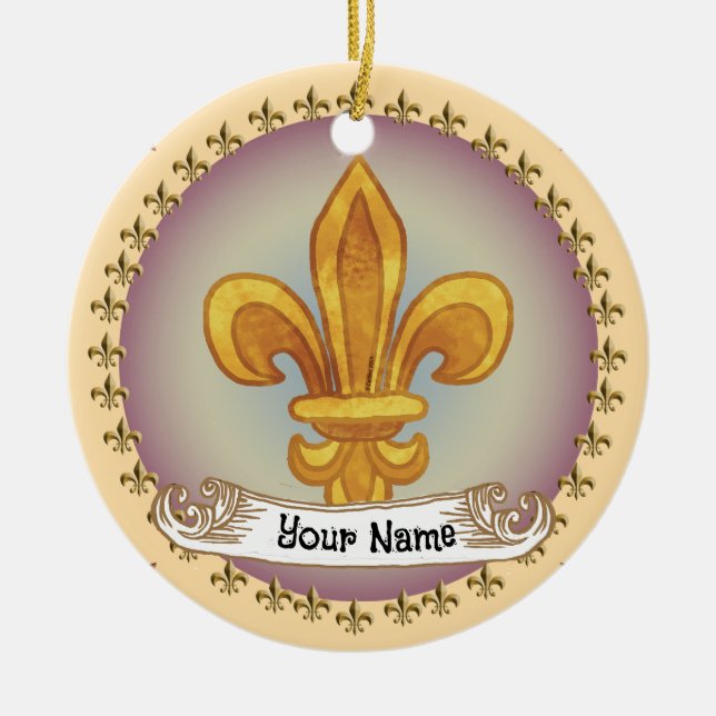Fleur De Lis Familjevapen Efternamn Ornament (Framsidan)