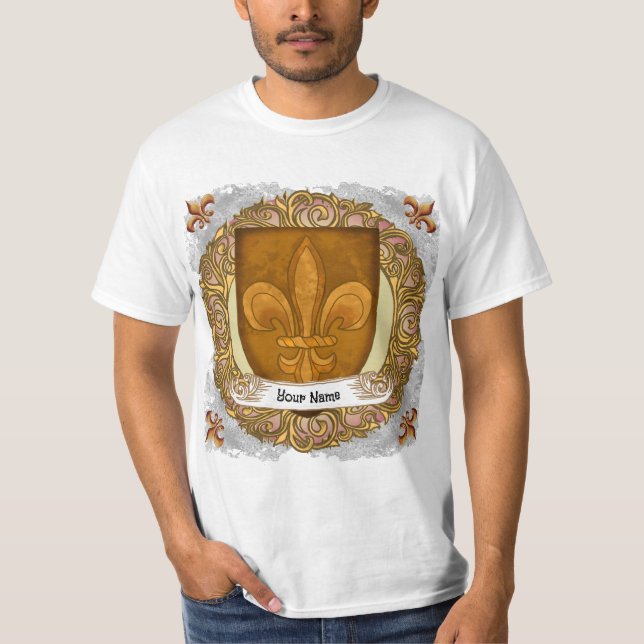 Fleur De Lis Familjevapen Efternamn T Shirt (Framsida)