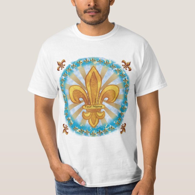 Fleur De Lis Familjevapen Efternamn t-shirt (Framsida)