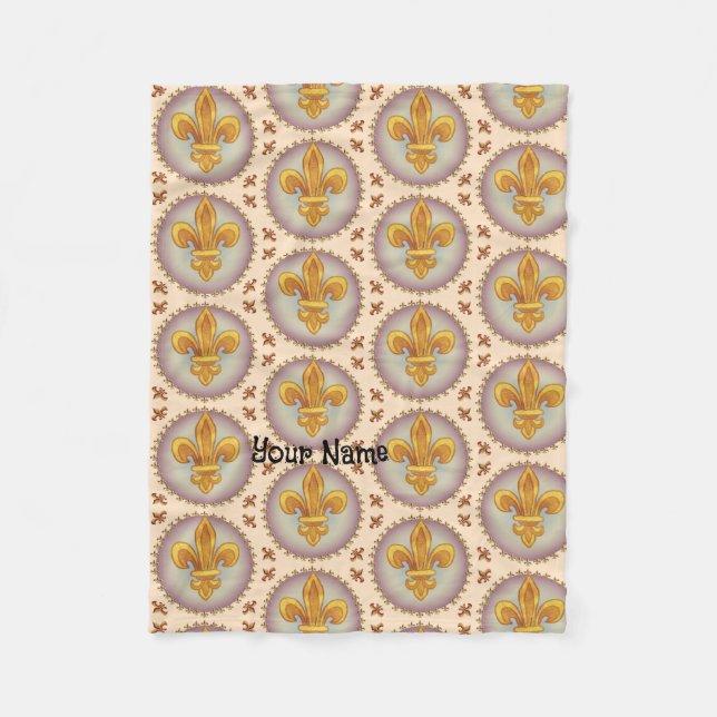 Fleur De Lis Family Crest-efternamn Fleecefilt (Framsidan)