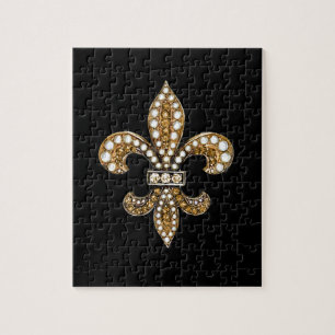 Fleur de Lis Flor New Orleans Anpassa Guld Pussel