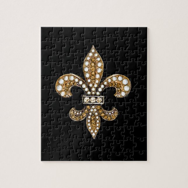 Fleur De Lis Flor New Orleans Customize Guld Pussel (Vertikal)