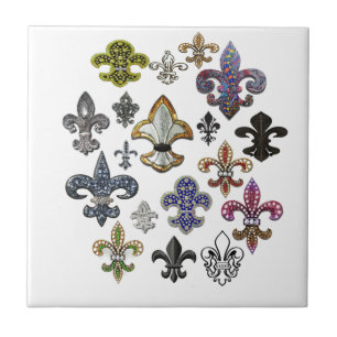 Fleur De Lis Flor New Orleans Jewel Gnistra Kakelplatta