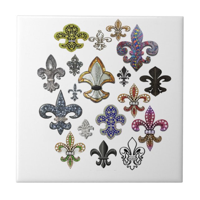 Fleur De Lis Flor New Orleans Jewel Gnistra Kakelplatta (Framsidan)