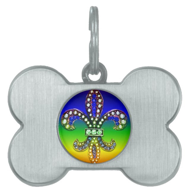 Fleur De Lis Flor New Orleans juvelgnistra Namnbricka Husdjur (Framsidan)