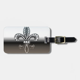 Fleur De Lis Flor New Orleans silversvart Bagagebricka