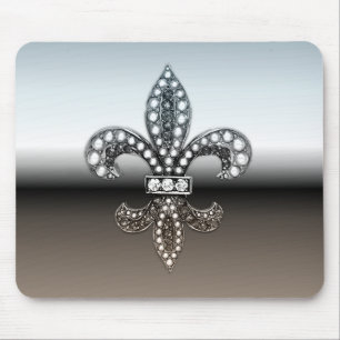 Fleur De Lis Flor New Orleans silversvart Musmatta