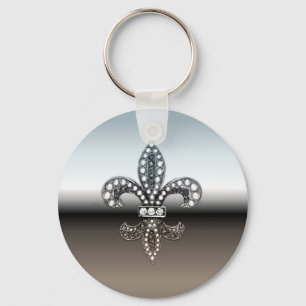 Fleur De Lis Flor New Orleans silversvart Nyckelring
