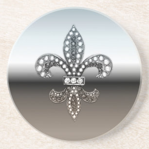 Fleur De Lis Flor New Orleans silversvart Underlägg Sandsten