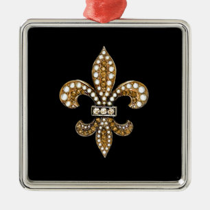 Fleur De Lis Flor New Orleans skräddarsy guld Julgransprydnad Metall