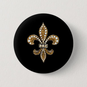Fleur De Lis Flor New Orleans skräddarsy guld Knapp