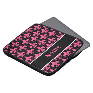 Fleur de Lis för rosasvartpersonlig laptop sleeve
