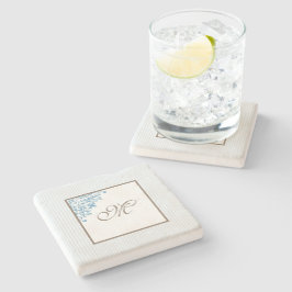 Fleur de Lis Fransk Blue Rand Script Monogram Stenunderlägg