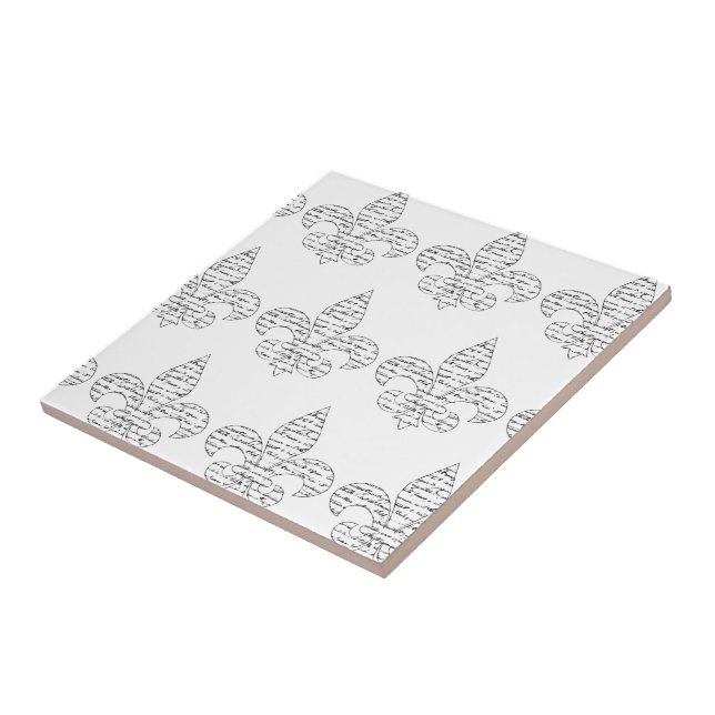 Fleur de Lis Fransk skrivar Kakelplatta (Sidan)