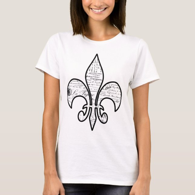 Fleur de Lis Fransk skrivar ord Paris T-shirt (Framsida)